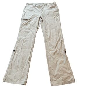 Eddie Bauer First Ascent Womens 6 Tan Khaki Roll Up Hiking Cargo Pants Outdoor